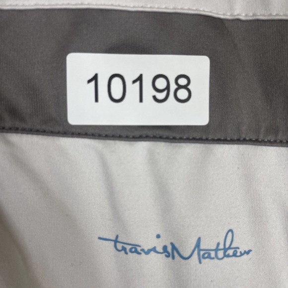 Travis Mathew Mens L Full Zip Golf Jacket Mock Neck Pockets Stretch Gray Striped - Picture 15 of 15